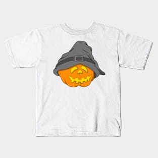 Slouchy Hat Halloween Pumpkin Grey Version Kids T-Shirt